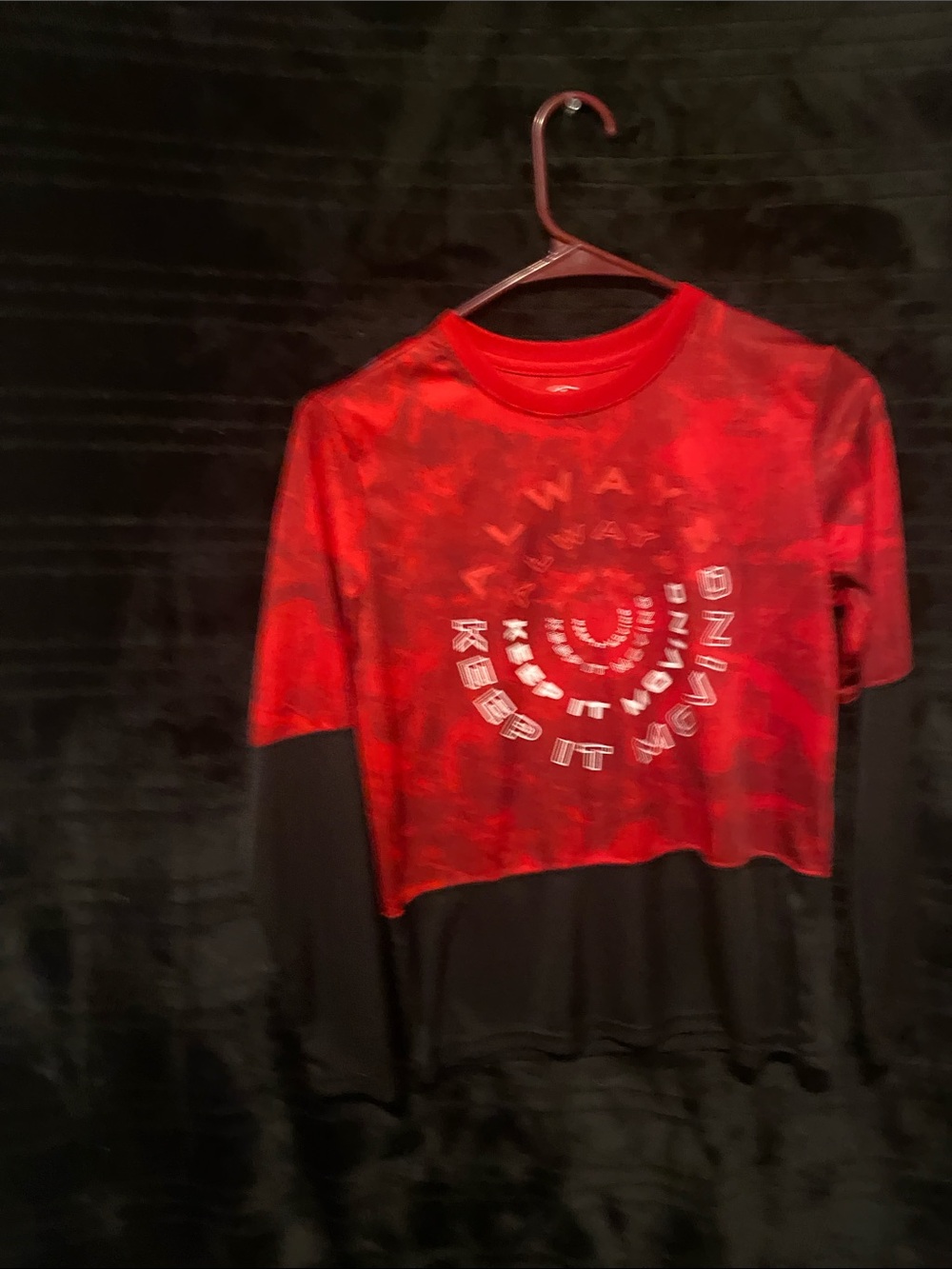 Athletic Works Red and Black Long-Sleeve Graphic Tee